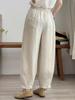 2026 Spring Women's Loose Linen Casual Harem Pants - Slimming, Versatile, Solid Color, Elastic Waist.