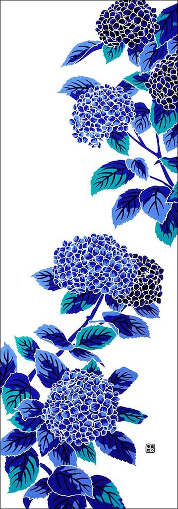 Anbo Dyeing Hand Towel Iroe Hydrangea Authentic Dyed Cotton Tokuoka Made In Japan 35cm X 100cm "Dye-Tsuke White" 100%