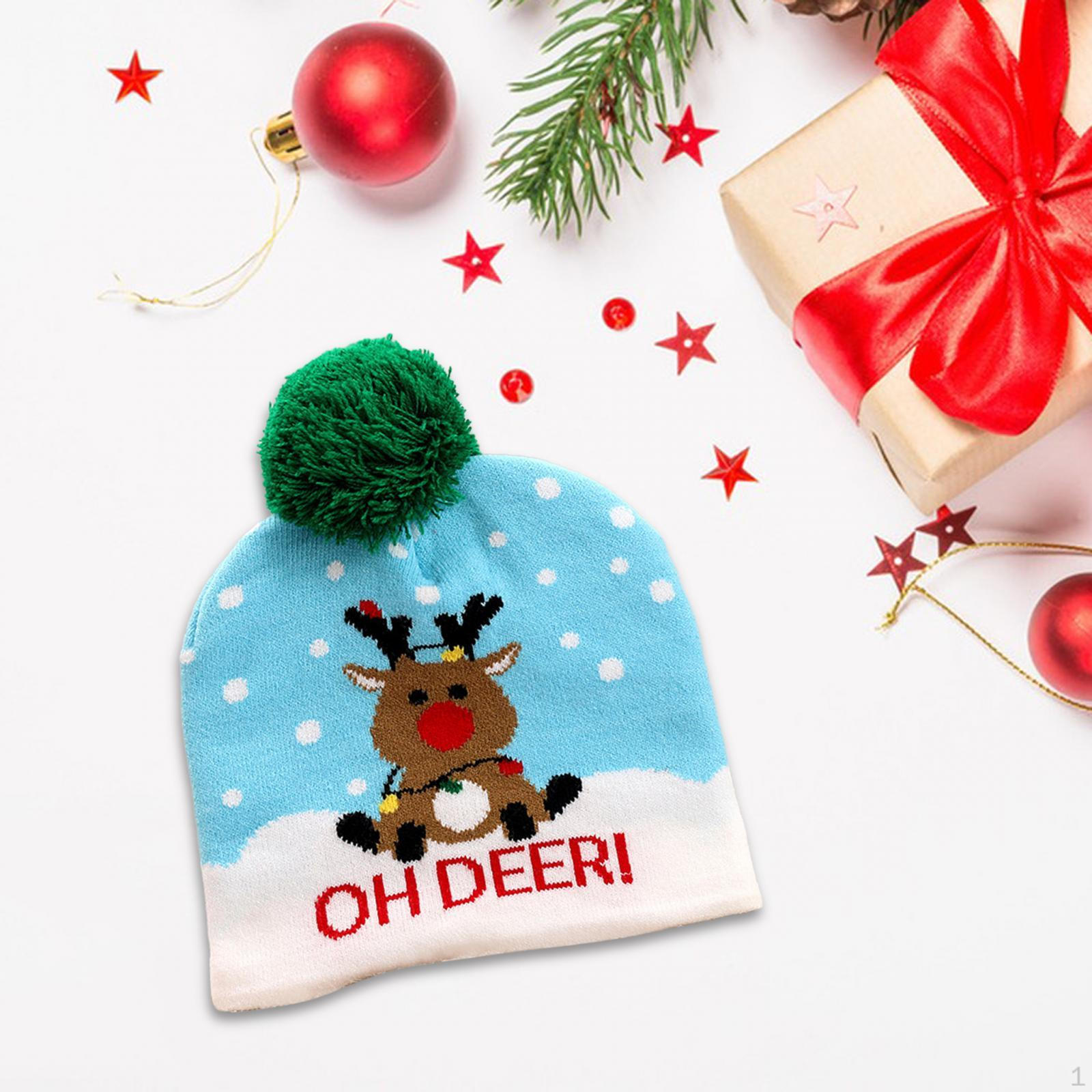 

Рождественская шапка-бини со светодиодами, вязаная с огнями, свитер, шапка, рождественская вязаная зимняя Blue