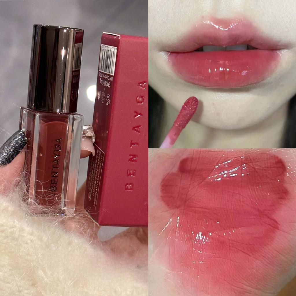 Leicht verspiegelte Lippenglasur, feuchtigkeitsspendende und wasserglänzende Spiegel-Schmollenlippen, niedrig gesättigter brauner koreanischer Lipgloss für junge Mädchen