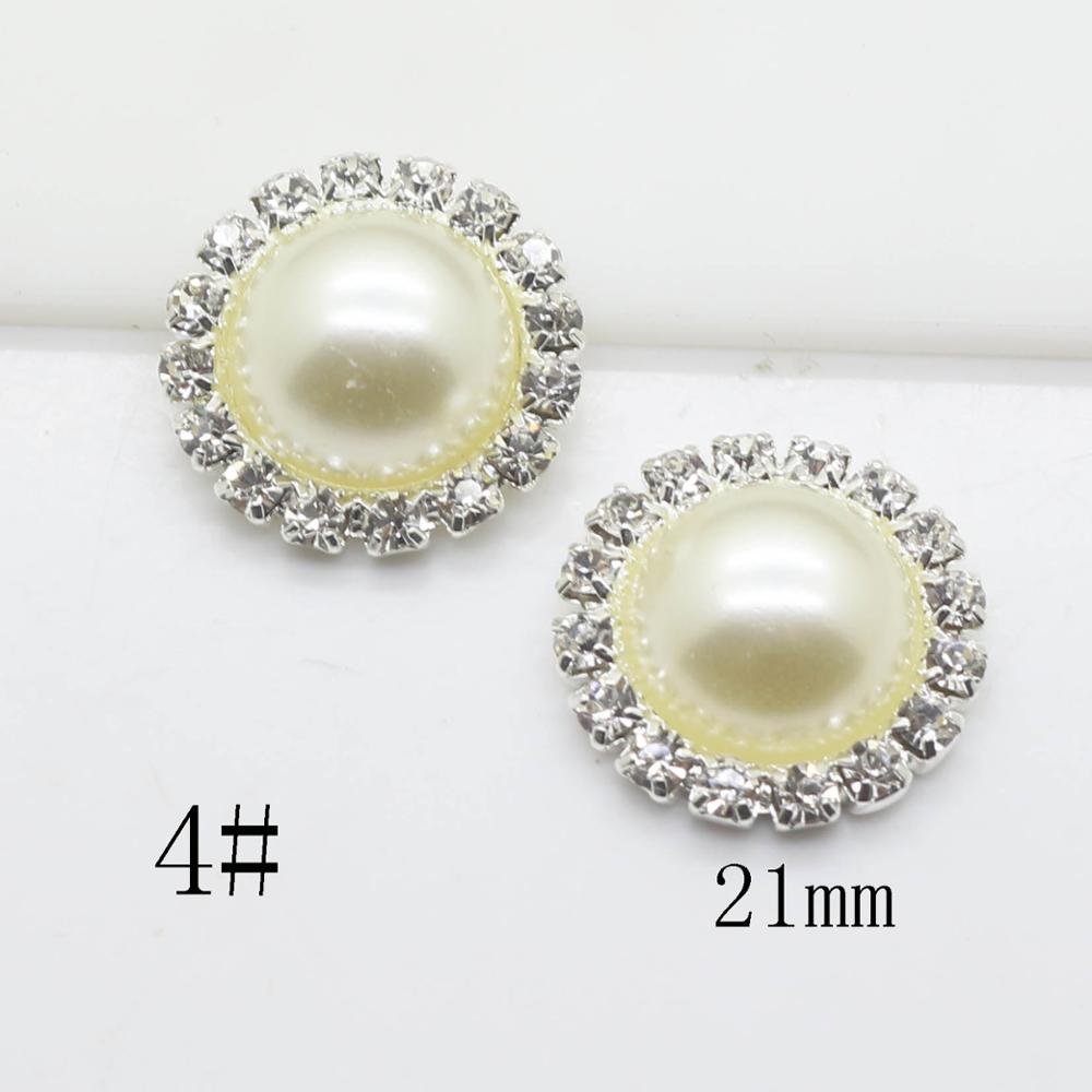 Wholesale 50Pcs Ivory pearl rhinestone button metal button Wedding Invitations Decorate Button hair flower center scrapbooking