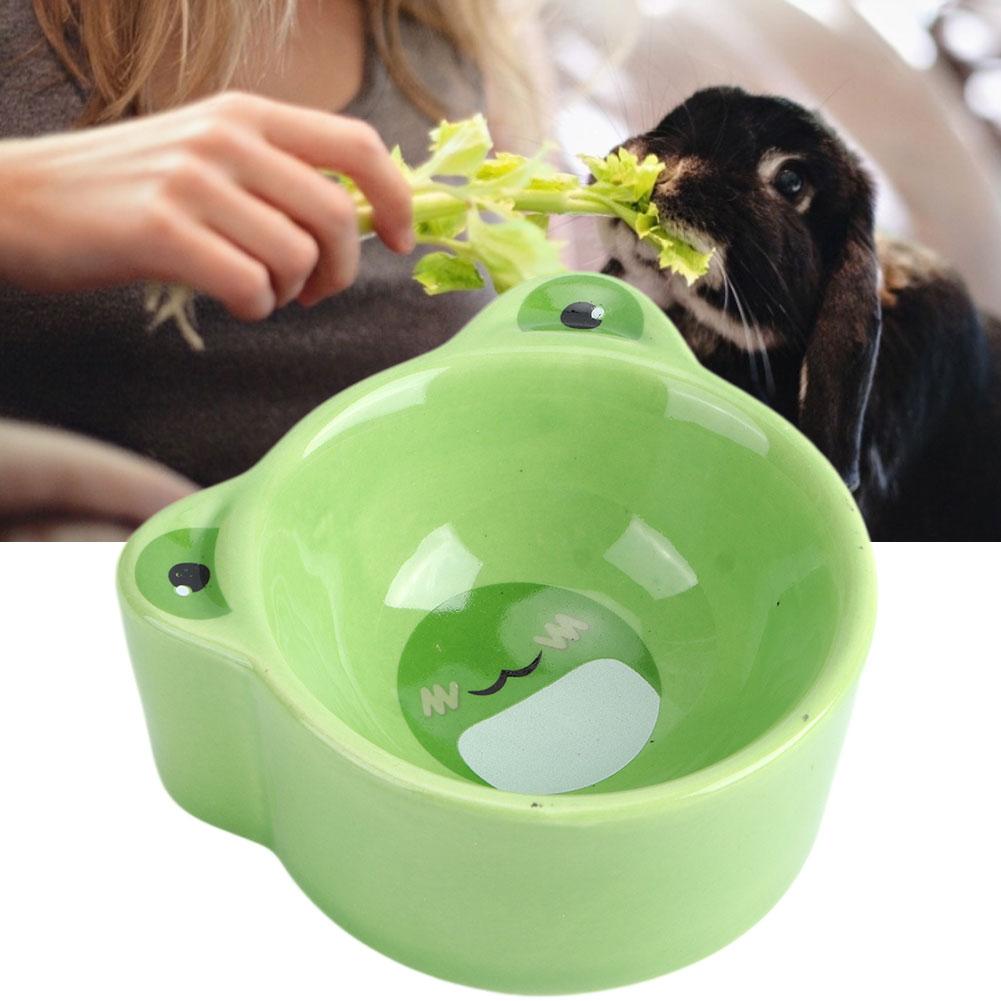 Cartoon Animal Shape Food Water Feeding Bowls Ceramic Bowl for Small Animals Pet Feeding SuppliesFrog