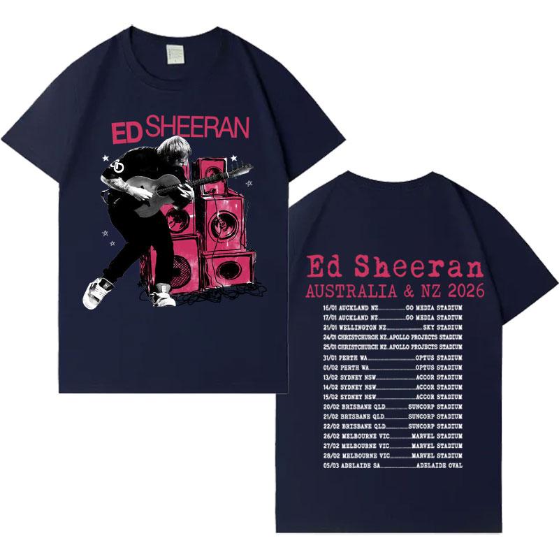 2026 Australian Punk Music Tour Ed Sheeran Double Sided Print Trendy Tshirts Hipster Mens Womens Cotton Crewneck Loose T Shirts