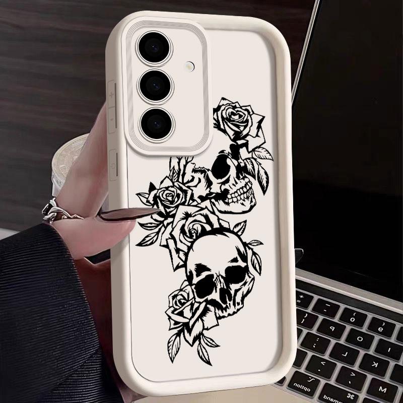 Phone Case For Samsung S26 S25 S24 S23 S21 S20 Ultra Horror Black Skull Skeleton Funda For Galaxy S25 S24 FE S26 Plus Soft Cover