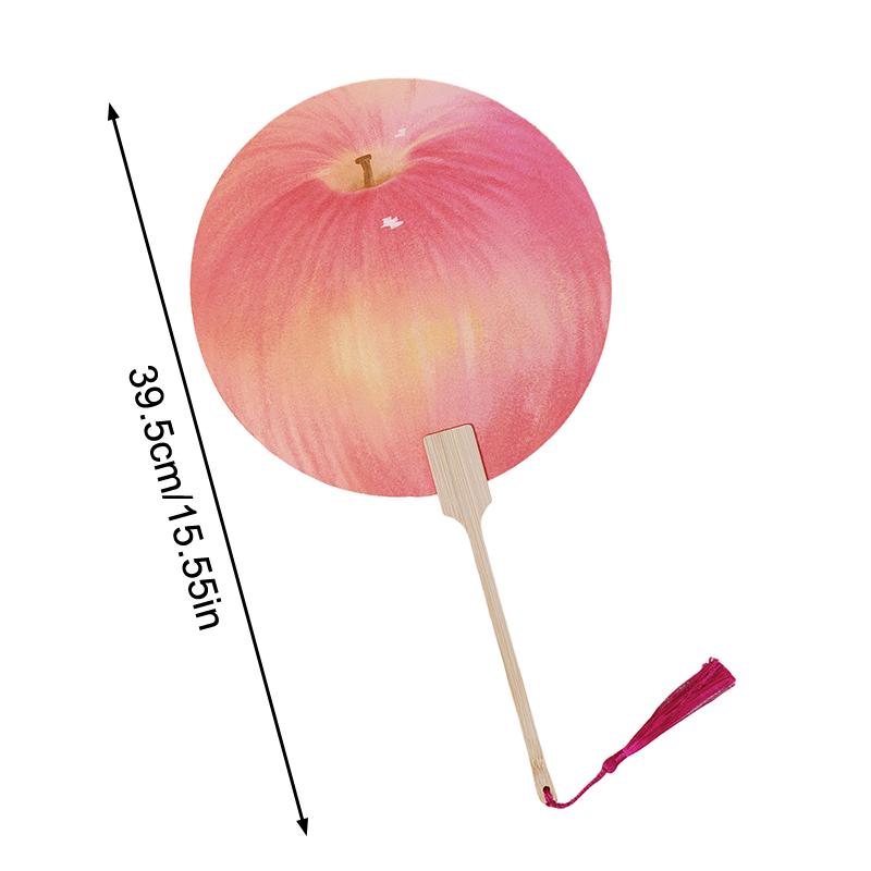 Ventilátor s potiskem melounu Melounový oranžový potisk Kulatý ventilátor s dřevěnou rukojetí Pro cestování v přírodě Kempování Lehký Pro léto