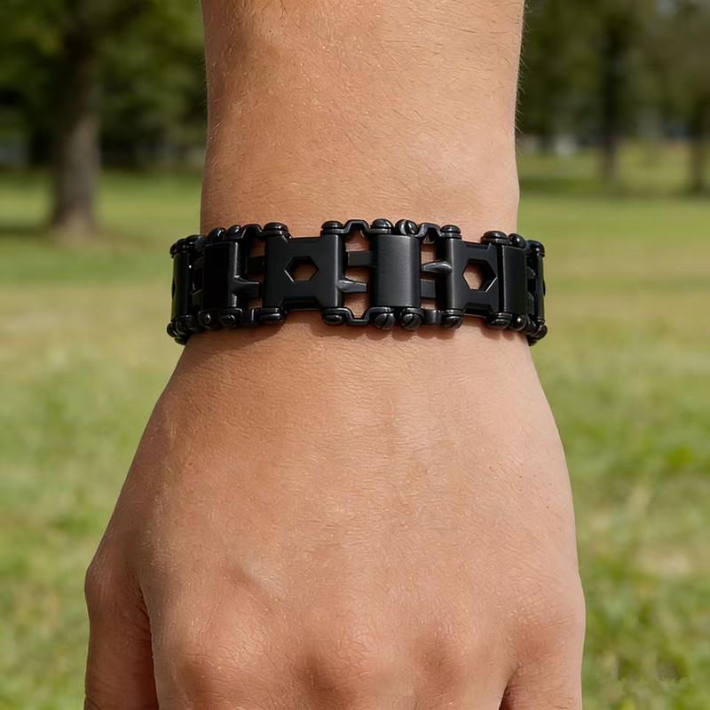 Stainless Steel Multi-Tool Bracelet: Wearable Outdoor Emergency Wristband