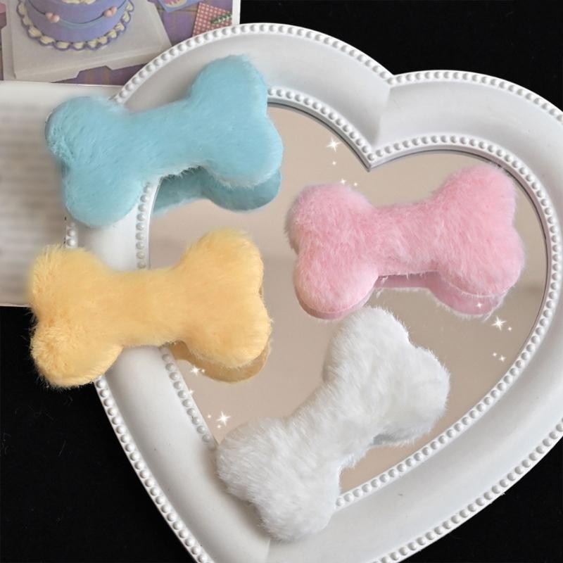 Plush Bone Hair Clip Lovely Cartoon Hairclip Girl Fashion Small Barrettes for Various Event