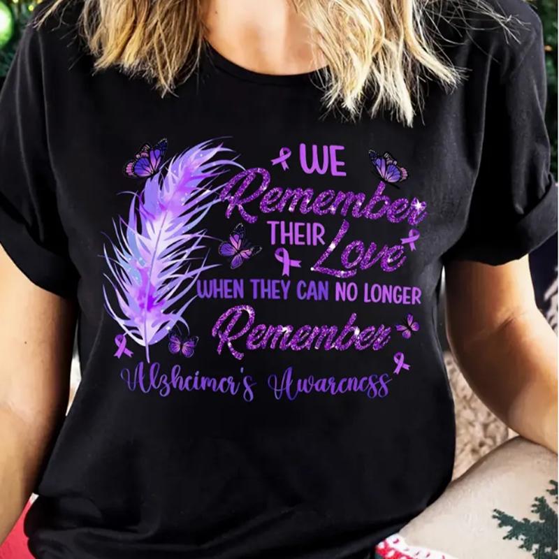 Fashion Women Purple Feather Letters Print T Shirt Funny Casual O-neck Short Sleeves T-shirt Summer Female Tee Shirt