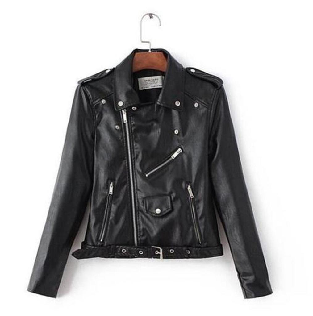 Crossborder 2025 Womens Punk Leather Jacket With Pu Splicing For Streetwear Fashion