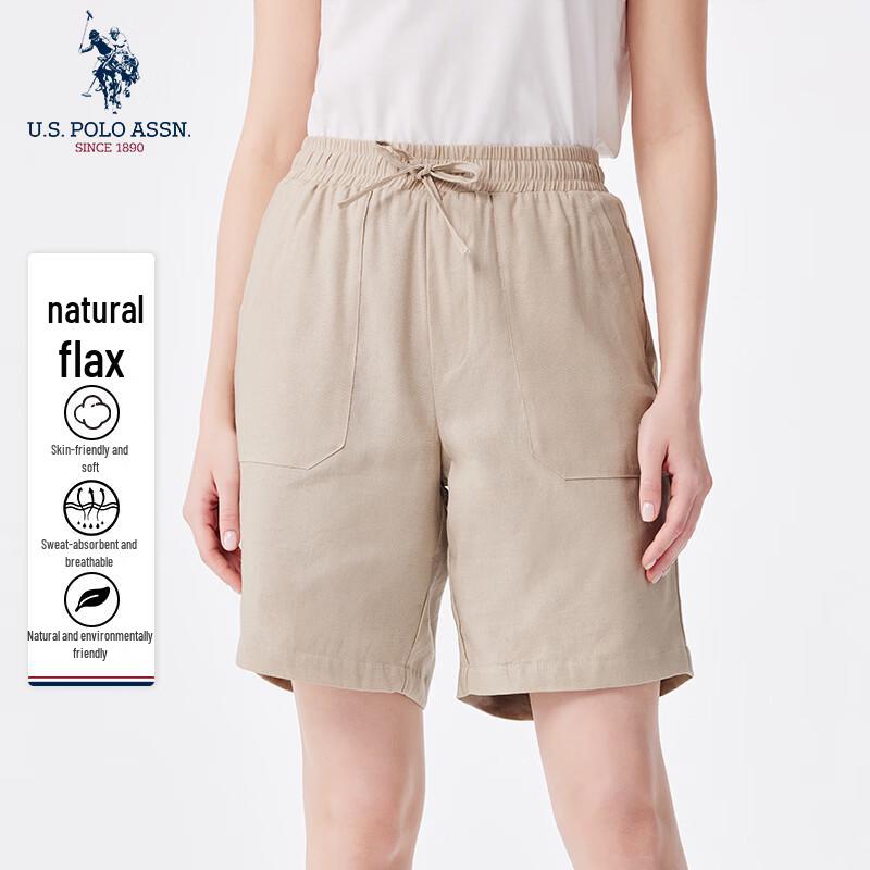 U.S. POLO ASSN. Women s Summer Ice Silk Tencel Linen Blend Casual Shorts 27/160
