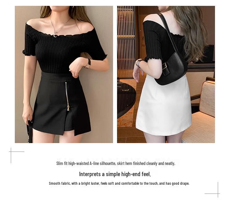 2024 Plus Size High Waist A-Line Irregular Mini Bodycon Skirt - Slimming and Anti-Exposure Design for Petite Figures