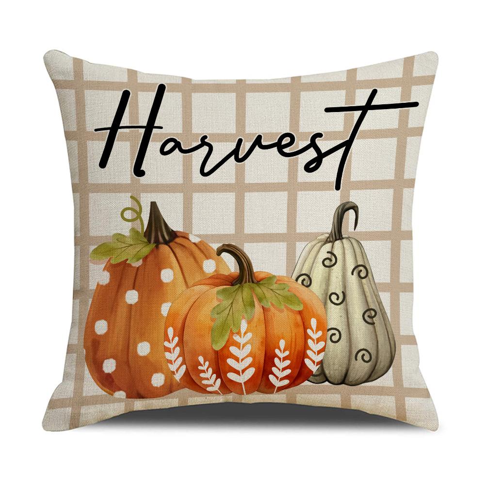 Autumn Polka Dot Letter Pumpkin Pillow Case Linen Home Sofa Pillow Case Bedroom Cushion Case Premium Durable Quality 45 45Cm excluding pillow core 990₽