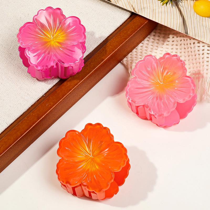 Gradient Flower Hair Claw Clip Sweet Cute Shark Clip Hair Accessories Floral Hair Claws Colorful Hairpins Accessories