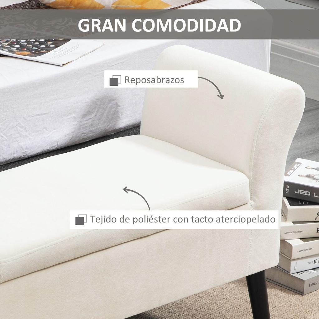 Storage Bench With Flip Top Armrest And Wooden Legs For Living Room 111 5x41x65 Cm Cream