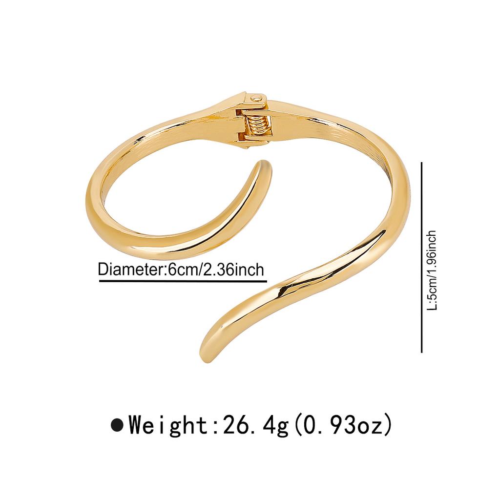 DIEZI Exaggerated Simple Geometric Cuff Spring Bangles Fashion Punk Gold Silver Color Heavy Metal Bracelet For Women Men Jewelry