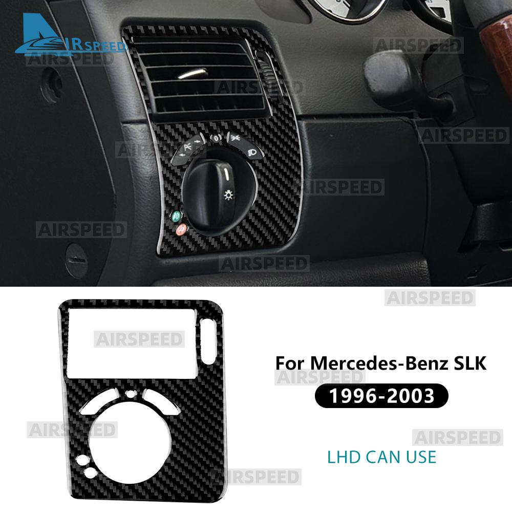 Real Soft Carbon Fiber Trim Sticker For Mercedes Benz SLK R170 1996 1997 1998 1999 2000 2001 2002 2003 Car Headlight Switch