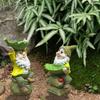 Resin Dwarf Sculpture Ornament Cute Art Statue Bird Water Bowl  for Bird Lovers Parrot
