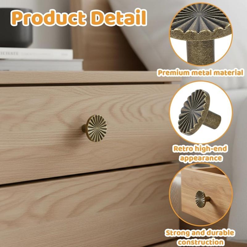 6Pcs Antique Brass Drawer Knobs Kitchen Cupboard Cabinet Door Pulls Handles