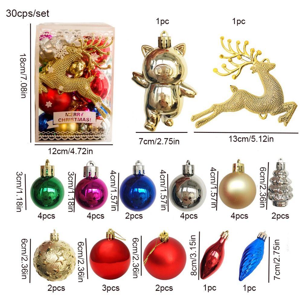 30pcs/set Decorative Christmas Glow Ball Decoration Hanging Christmas Tree Ball Pendant  Holiday