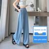 High-Waisted Ice Silk Women's Culottes - Lightweight, Wide-Leg, and Slimming Nine-Point Pants for Summer.