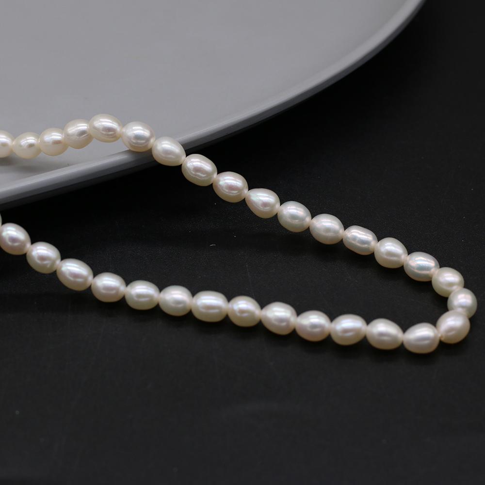 Luxury White Natural Freshwater Rice Shape Pearls 5-5.5mm, 36cm Strand Handmade Wedding Jewelry Accessories DIY Crafts