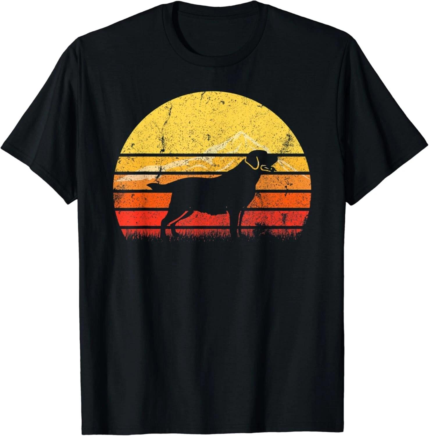 

Vintage Retro Labrador Retriever Dog Silhouette Sunset Funny Gift Unisex T-Shirt 4XL