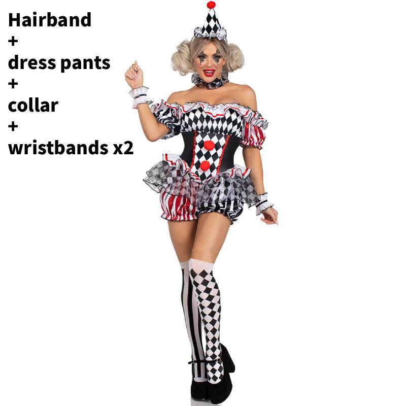 Female Clown Cosplay Outfit With Polyester Material For Party And Role Play