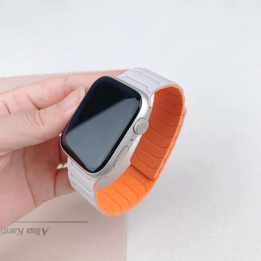 Magnetic Silicone Strap For Apple Watch Ultra 3 2 49mm Band 45mm 44mm 41mm 40mm 38 Bracelet Iwatch Series 11 10 42 46mm 987654SE