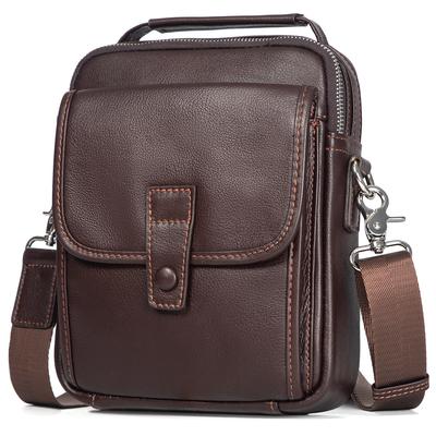 Suitable for Men and Women, High-end Leather Shoulder Bag for Commuting, Shopping, Small Square, Toe Cover, Layered Cowhide, Practical IPad Bag