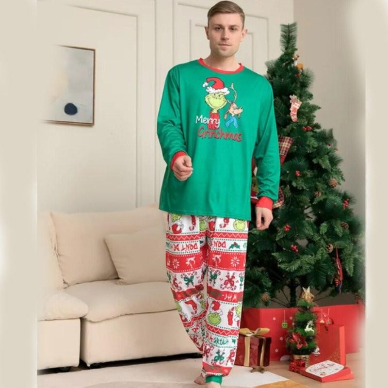 Cozy And Stylish New Monster Print Pajama Set Family Matching Outfits For Christmas