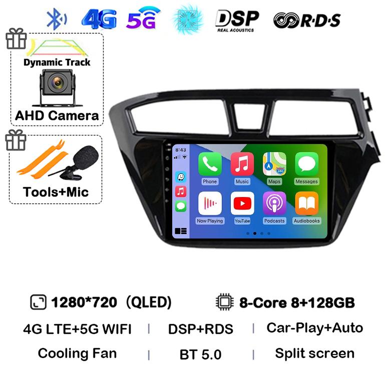 Android 14 Carplay Auto WIFI+4G For Hyundai I20 RHD 2015 2016 2017 2018 Car Radio Multimedia Player Stereo Head Unit 2din Audio
