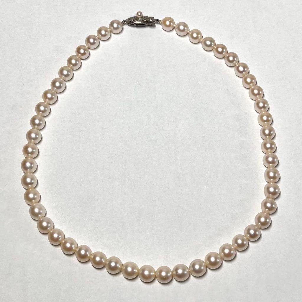 Used Comes with a certificate of authenticity [Semi-Hanadama class] Akoya pearl pearl necklace Pearl SILVER stamp 7-7.5mm Pearl jewelry Glossy