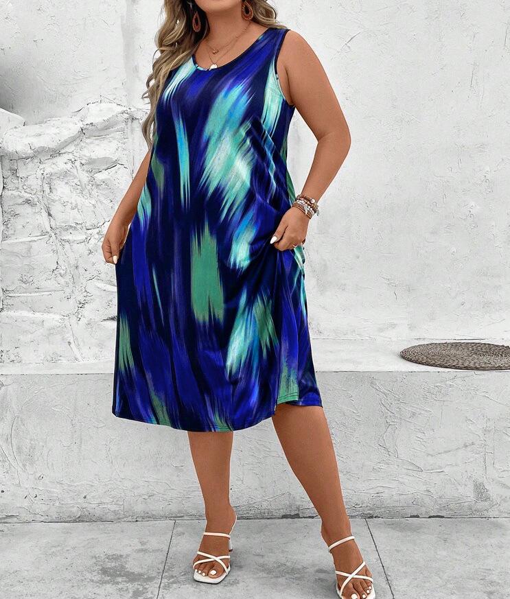 2024 Spring-Summer Trendy Plus-Size Women's Printed Dress