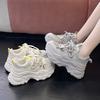 2025 summer new fashion casual shoes versatile dad shoes women's shoes trendy and lightweight thick-soled single-net through-net sports shoes