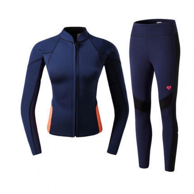 Damen Neopren-Wetsuit Set 2mm Tauchen Schnorcheln Schwimmen Wärme UV-Schutz