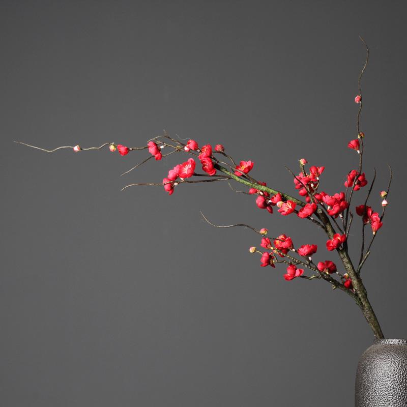 

Artificial Silk Plum Blossom Branch Ikebana Ornament for Zen Living Room Decor