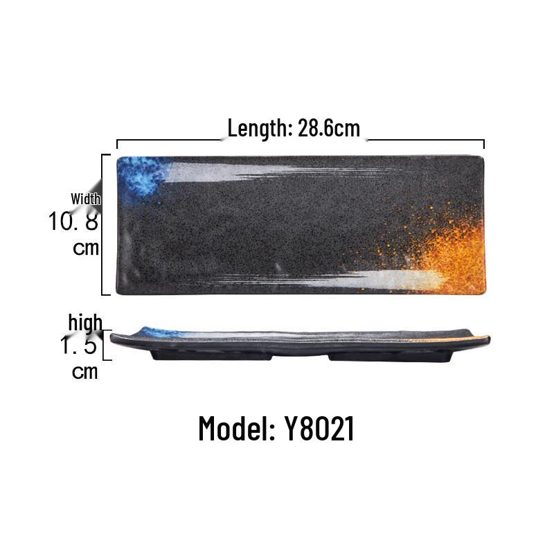 Japanese Style Melamine Rectangular BBQ Sushi Plate 28.6cm