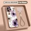 INS Watercolor Floral Hand Strap Case For iPhone 17 Pro Max iPhone 16 15 14 13 Pro Max Magnetic For Magsafe Hybrid TPU+PC Matte Cover