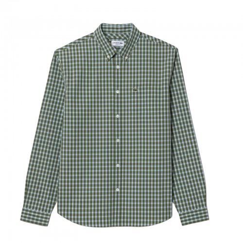 Lacoste Mens Plaid Poplin Regular Shirt