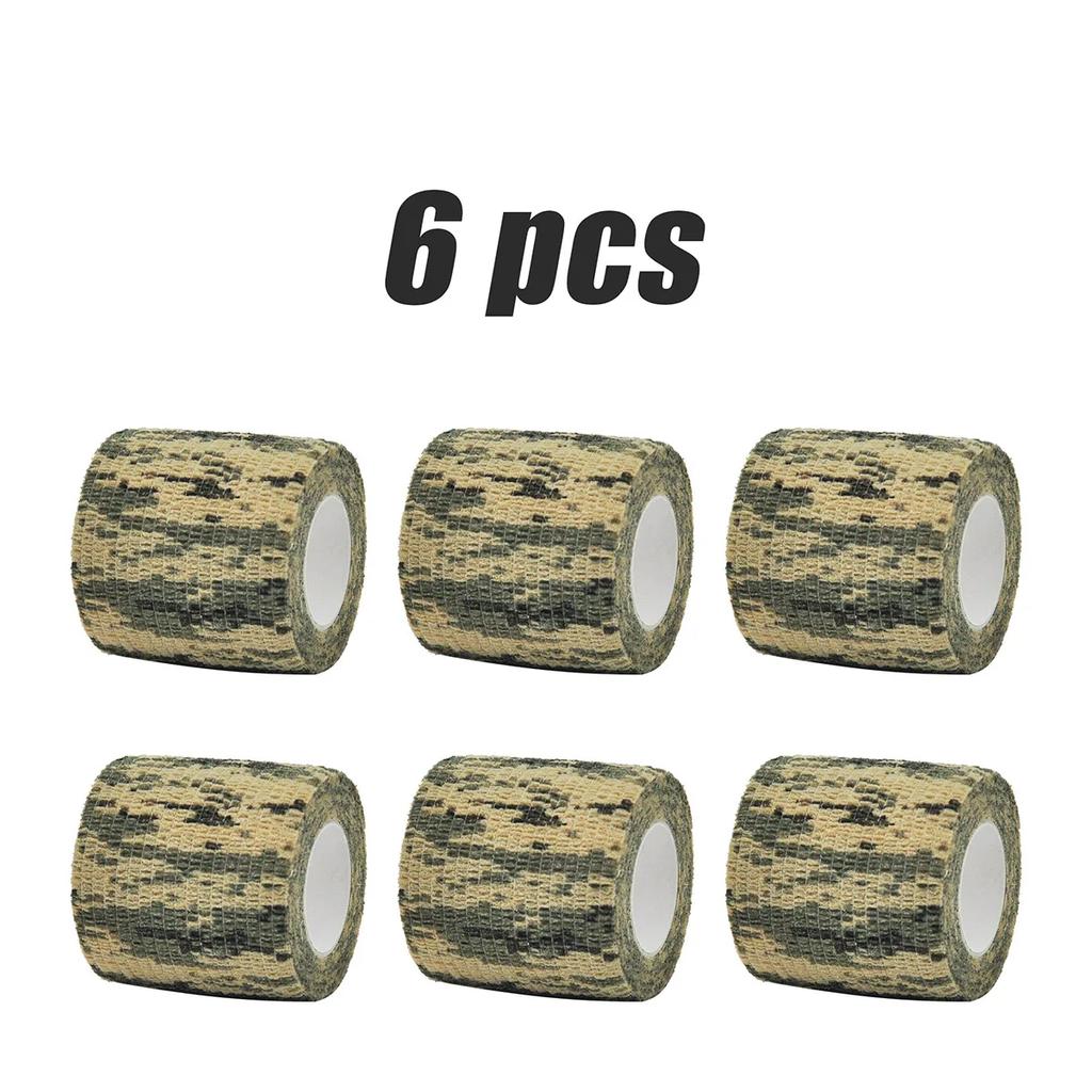 1/6/24Pcs Tree bark look Camouflage Elastic Wrap Tape Self Adhesive Sports Protector Ankle Knee Finger Arm Bandage