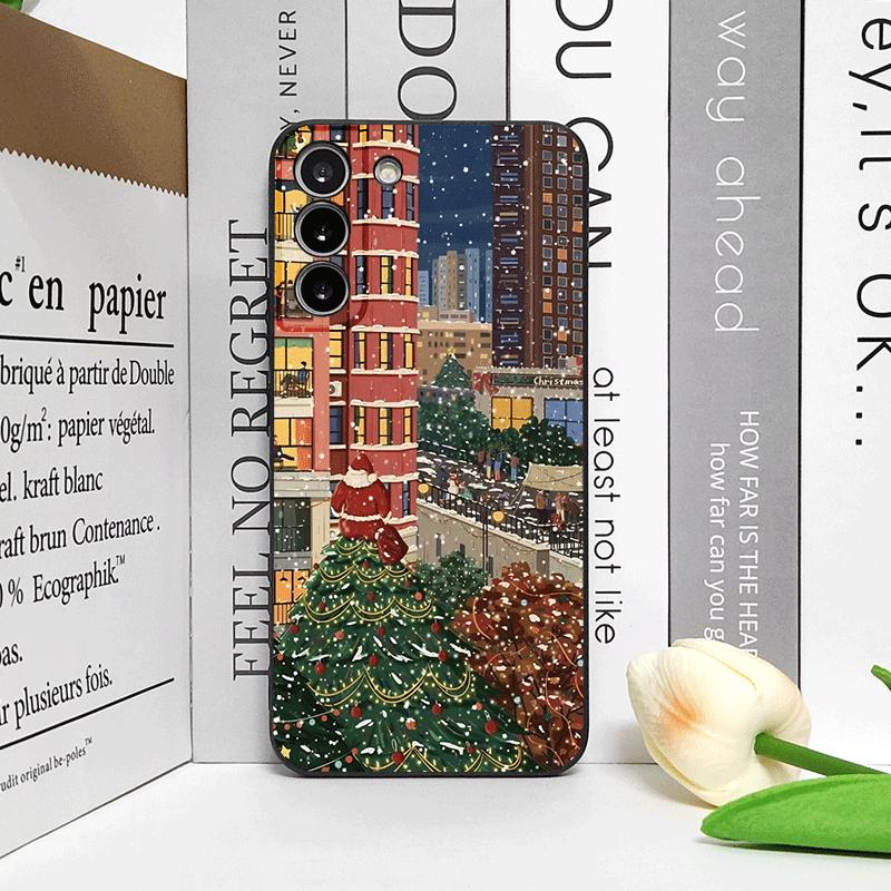 Christmas Snow Street Shop Window Scenery Pattern Phone Case for OPPO Reno 13 12 F 11 10 Pro Plus A58 Find X5 X3 Lite Soft Cover