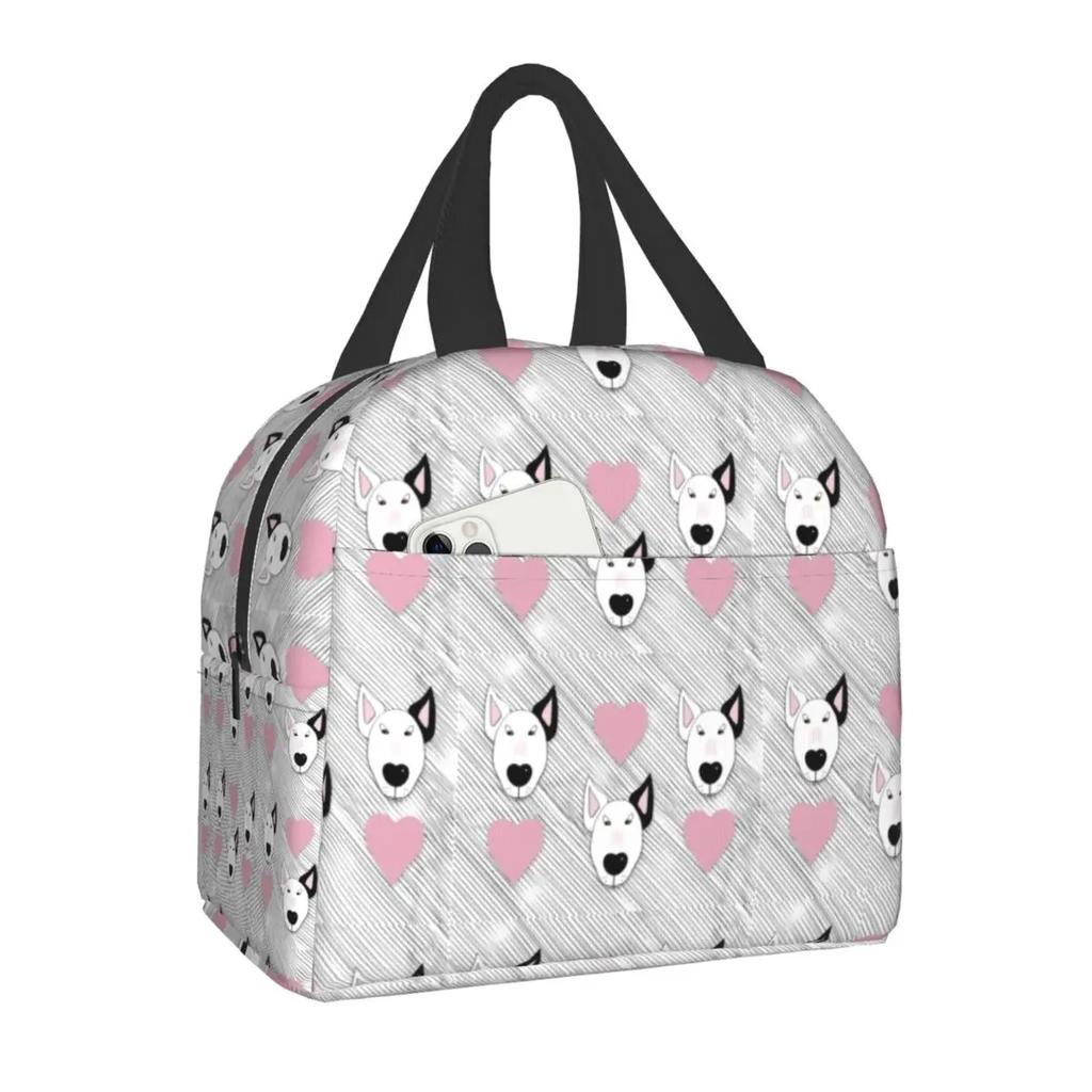 Bullteriér Vzor Opakování Izolovaná Taška na Oběd pro Ženy Vodotěsná Zvířecí Termo Chladicí Taška na Oběd Dětský Školní Box na Jídlo