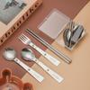 Compact Folding Stainless Steel Tableware Set: Portable Spoon for Students, Work, Outdoor, and Camping
