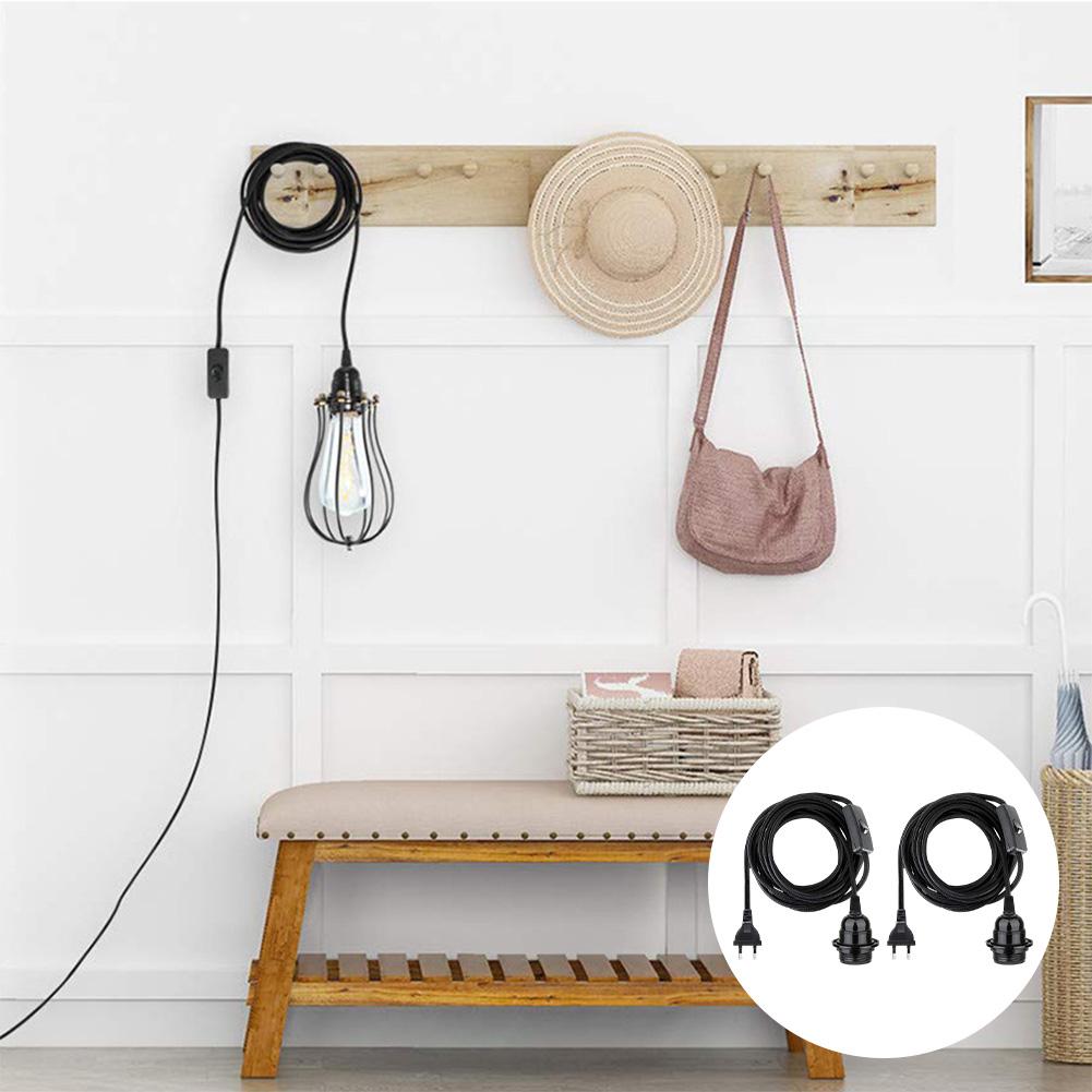 2 Pack E27 Lamp Holders with Switch and 3 5 Meter Cord for Bottle Lamp Setups Including Pendant and Bedside Applications