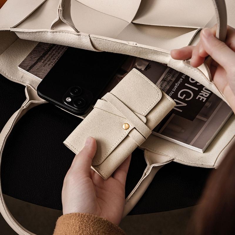 Portable Jewelry Roll Case  Leather Multi Layer   For Necklace Earring Rings Travel Packaging Organizer Earrings Bag