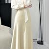 Autumn 2025 Elegant Long Sleeve Top & Midi Skirt Set for Women - Slimming Two-Piece Outfit