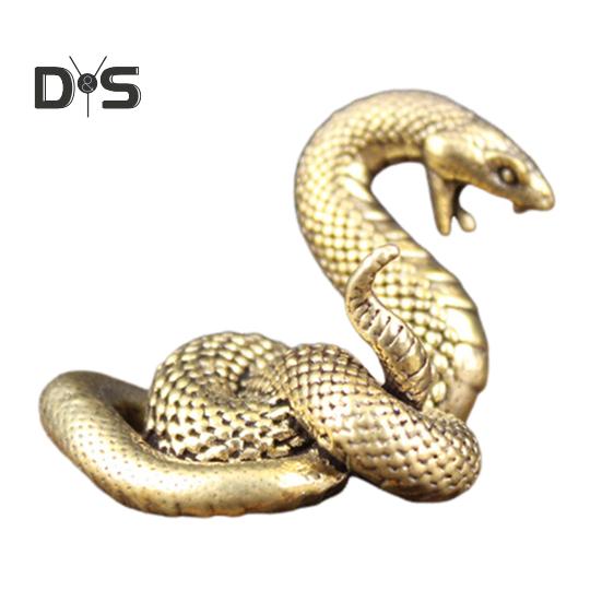 

Латунная фигурка змеи, винтажная китайская модель змеи со знаком зодиака, мини-статуэтка животного-боа из металла, скульптура, украшение для рабочего стола в стиле фэн-шуй, орнамент C
