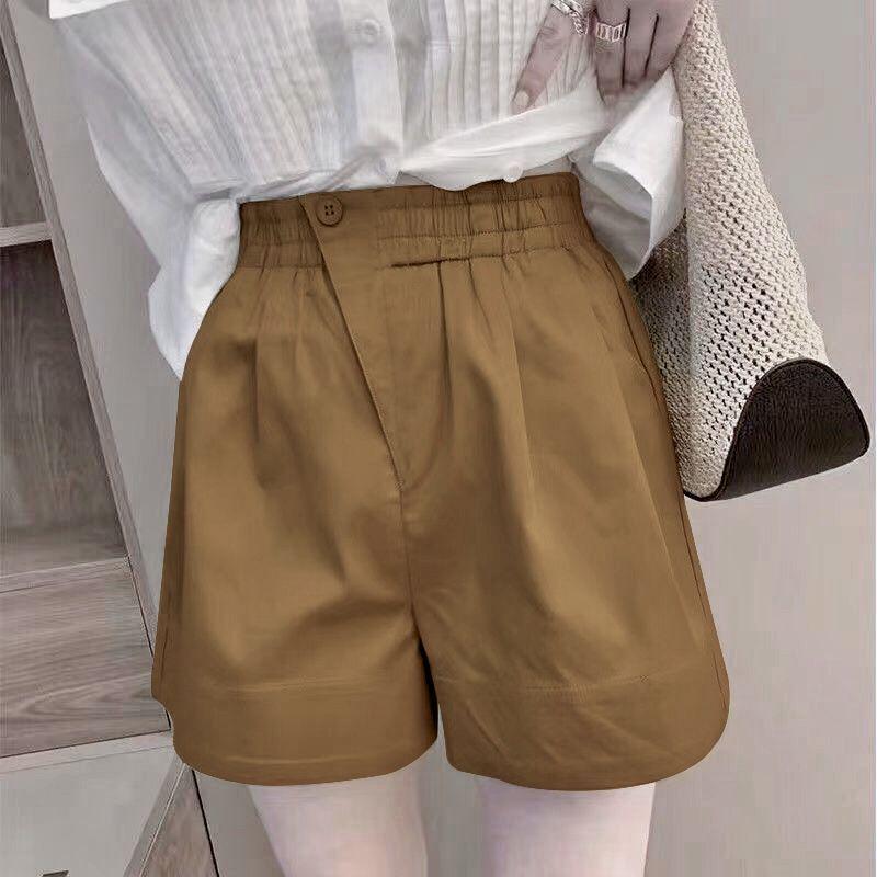 Women's 100% Cotton High Waist Summer Casual Plus Size Wide Leg Shorts