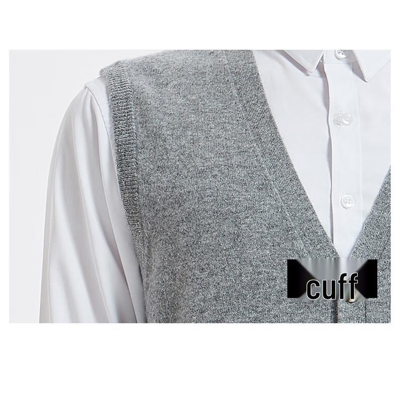 Hengyuanxiang Men's Pure Wool Button-Up Vest Cardigan