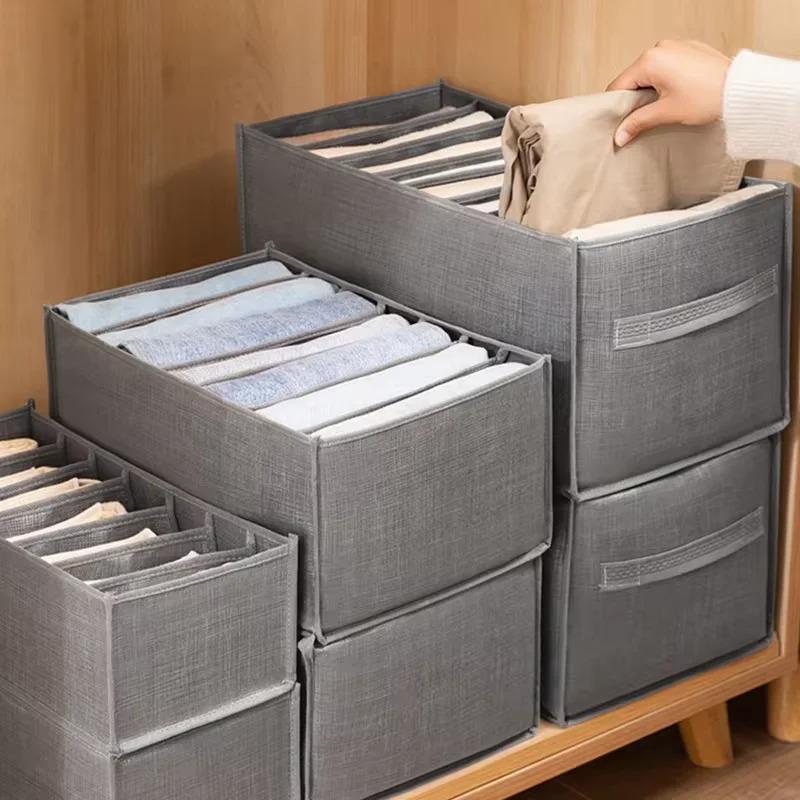 Household Fabric Pants Organizer Drawer Divider Jeans Underwear Storage Box Closet Wardrobe Clothes Sorting Holder Bin